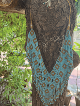Geometric Beaded Neckpiece with Earrings